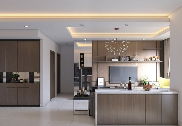 Mẫu trần thạch cao hình chữ nhật đẹp hoàn hảo cho phòng bếp