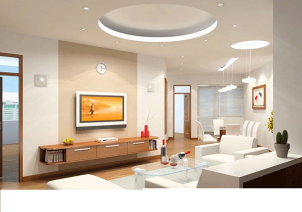 Mẫu trần thạch cao giật cấp hình tròn cho phòng khách đẹp nhất