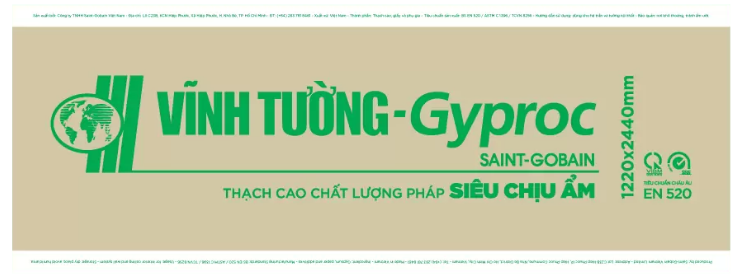 Tấm thạch cao Siêu Chịu Ẩm Vĩnh Tường-Gyproc sản xuất tại miền Nam - Việt Nam: