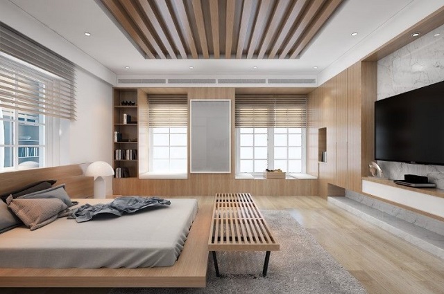 mẫu trần gỗ kết hợp thạch cao 6